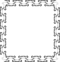 Vintage Ornamental Frame – Elegant Black Vector Border, PNG, 300 DPI