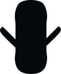 Simple Black Silhouette of a Cartoon Character with Arms on a White Background Illustration