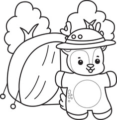 Cute Deer icon. Funny baby Deer animal series stock illustration. Life of fluffy Deer designs. Coloring pages of cute deer icon.
