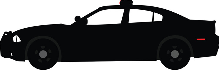 Black Silhouette of a Police Car Side View Illustration © Pvect02