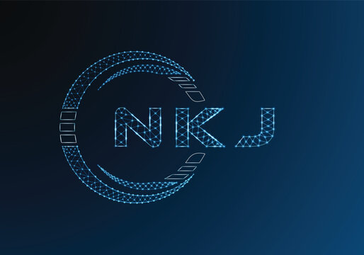 NKJ low poly letter logo vector design. NKJ lower poly logo design. Low poly logo.