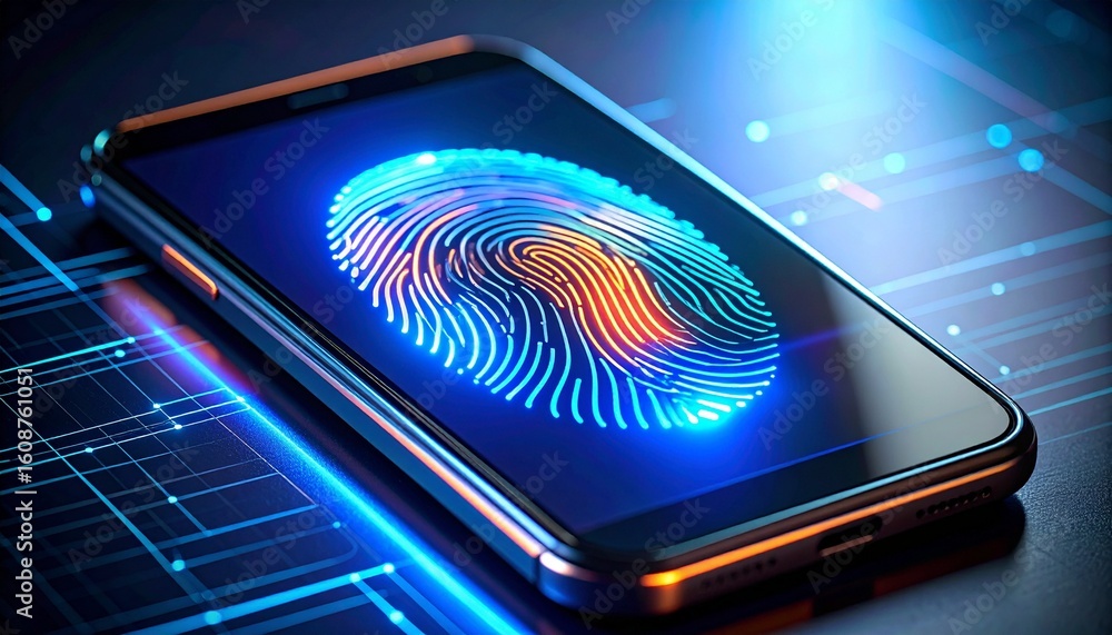 Aufkleber high-tech smartphone featuring fingerprint recognition displayed on sc