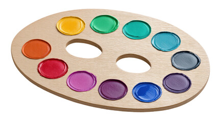 Naklejka premium Watercolor paint palette isolated on transparent background with colorful paint spots