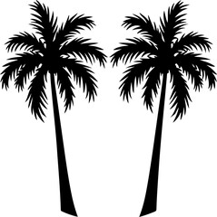 Obraz premium Tropical Palm Tree Island Silhouette Vector