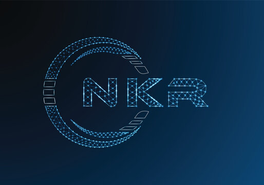 NKR low poly letter logo vector design. NKR lower poly logo design. Low poly logo.