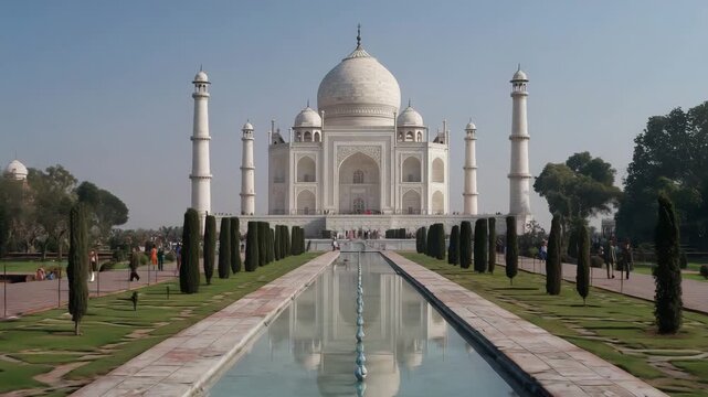 Cinematic shot of Taj Agra, India with camera dolly in | Wonder of the world | Famous monument | Symbol of love and tomb | Tajmahal