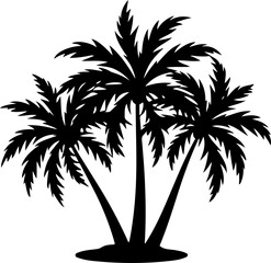 Obraz premium Tropical Palm Tree Island Silhouette Vector