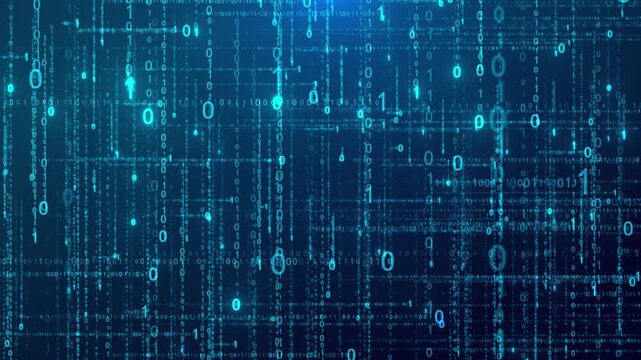 Binary digital rain rolling back and forth technology background