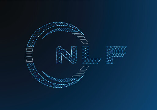 NLF low poly letter logo vector design. NLF lower poly logo design. Low poly logo.
