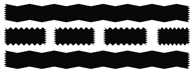A set of black zigzag shape and frame shape. Top line frame shape set. black vector frame. vector