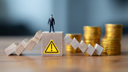 Investment Finance, Risk volatility management. Decision uncertainty caution. Risk assessment. Financial concept.