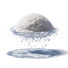 White Granulated Sugar Pile with Soft Shadows on White Background