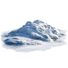 Snowy Winter Landscape with Large White Snow Pile in Bright Sunlight