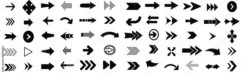 Fototapete set of arrow icons. arrows icon. set of arrow outline. arrows for web design. cursor. different shap