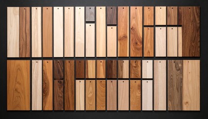 Grid of 40 wooden panels with varied grains and shades