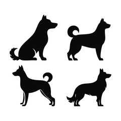 Four Silhouette Dog Breeds Posed in Different Styles