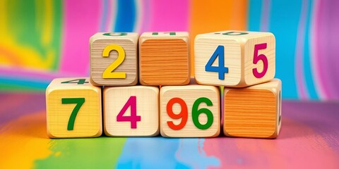 Colorful wooden number cubes for kids' math games,  logical thinking,  arithmetic