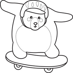 Illustration of cute bear icon.
Funny bear in daily activities elements.
Coloring pages of cute bear icon.