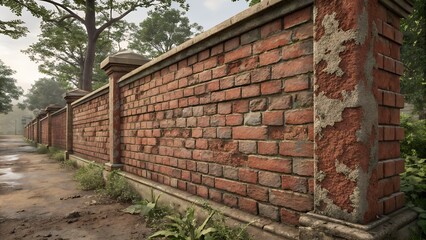 Detailed Red Brick Wall with Weathered Texture, Grungy Charm and Vintage Appeal