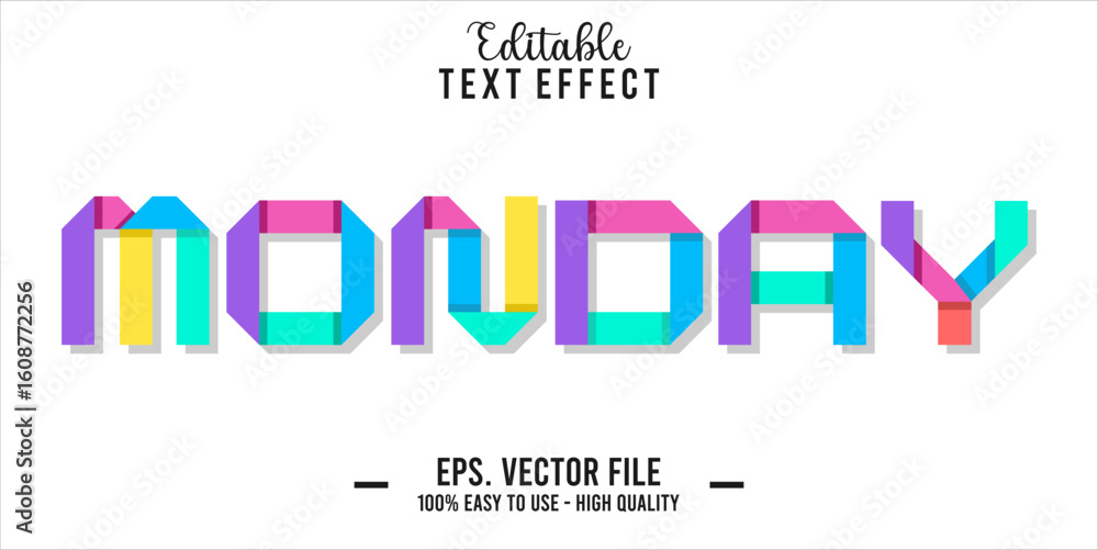 Poster monday text style effect, editable text effect