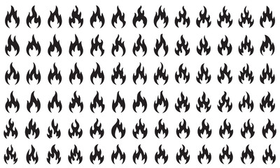 set of fire flames silhouette. Fire icon collection. Fire flame symbol. concept flame fire icon, v2	
