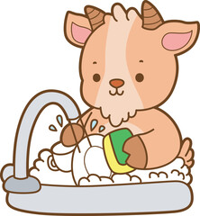 Cute goat animal icon stickers illustration elements. 