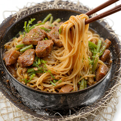 Flavor-Rich Xi An Cumin Lamb Noodles Food Isolated On White Background