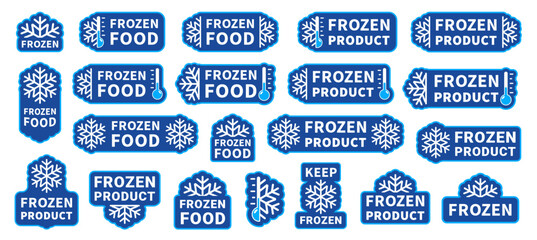 Frozen product label set. Freezer storage food sticker