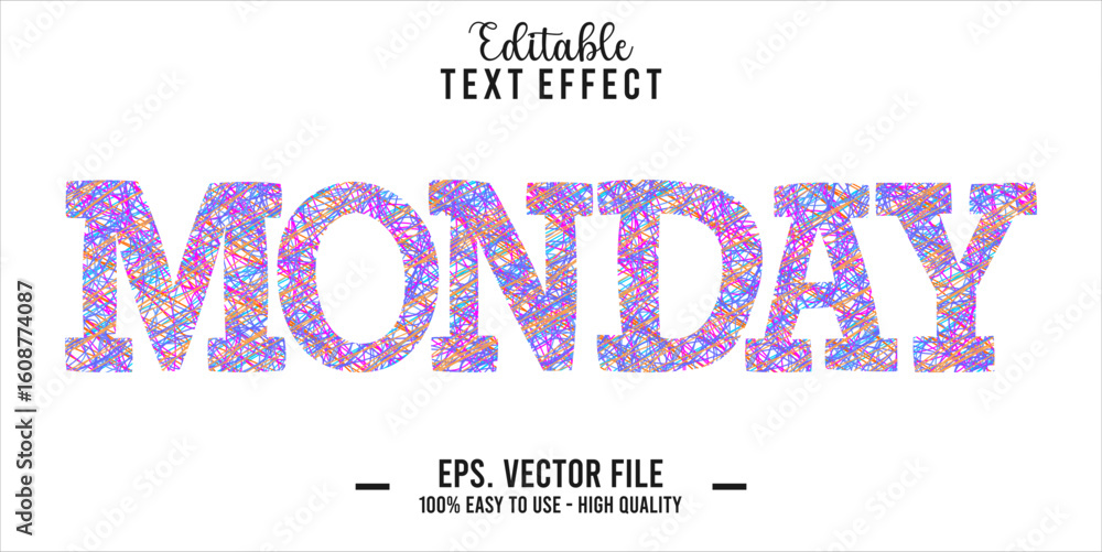 Poster monday text style effect, editable text effect