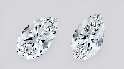 Two pear-shaped diamonds, flawlessly cut,  displaying intricate facets