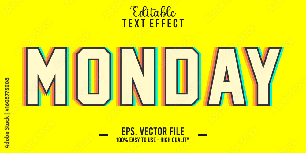 Poster monday text style effect, editable text effect
