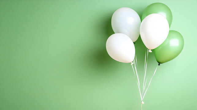 Green and white balloon, 14 August Pakistan Independence Day celebration banner