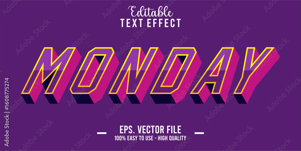 Poster monday text style effect, editable text effect
