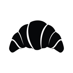 Black Silhouette of a Delicious Croissant Pastry on a White Background
