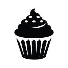 Delicious chocolate cupcake with frosting and sprinkles icon illustration