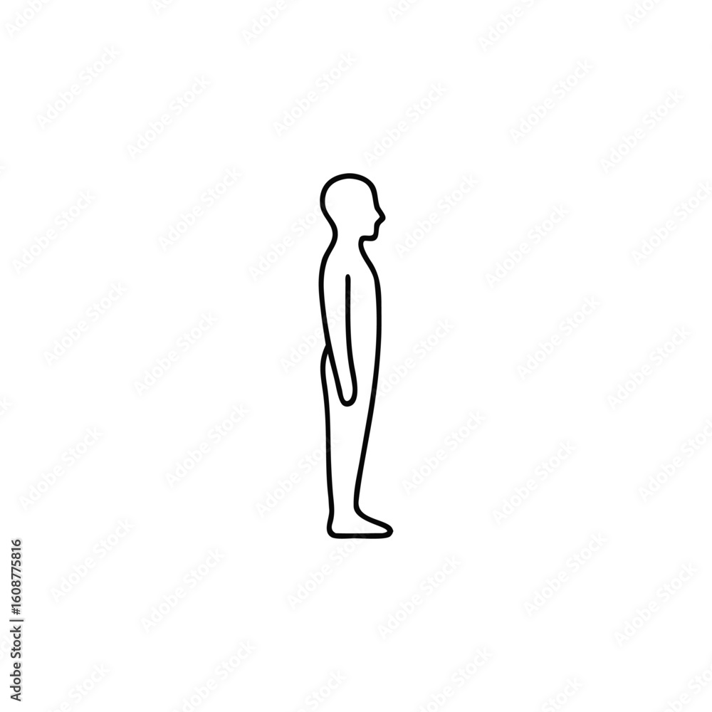 Poster monochromatic side view illustration of a person with simple, stylized design and clean lines in fro
