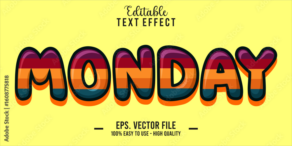 Poster monday text style effect, editable text effect