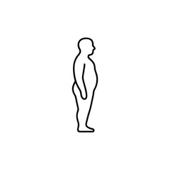 Side View Outline of an Overweight Human Figure Depicting Health Concerns Related to Obesity and Unhealthy Lifestyle Choices