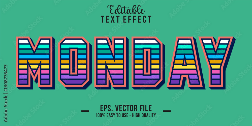 Poster monday text style effect, editable text effect