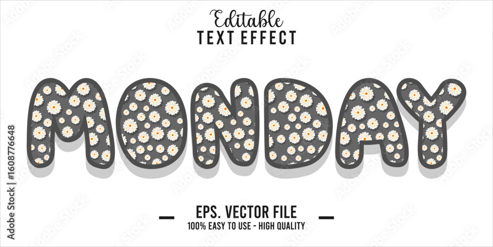 Poster monday text style effect, editable text effect
