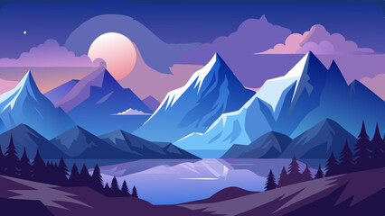 beautiful mountain landscape white nights or mid
