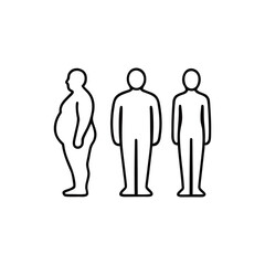 Human Body Transformation Stages Visual Representation of Weight Change from Overweight to Slim Body Shape Vector Illustration