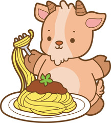 Cute goat animal icon stickers illustration elements. 