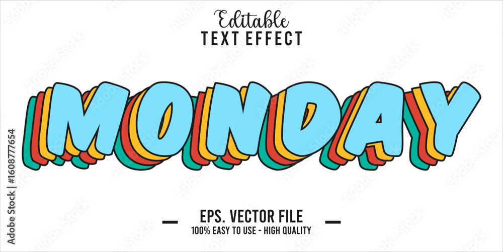 Poster monday text style effect, editable text effect
