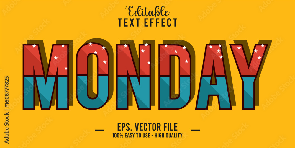 Poster monday text style effect, editable text effect