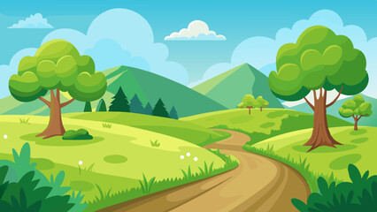 beautiful nature landscape with green grass hill