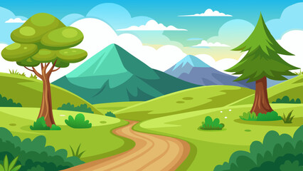 Fototapeta premium beautiful nature landscape with green grass hill