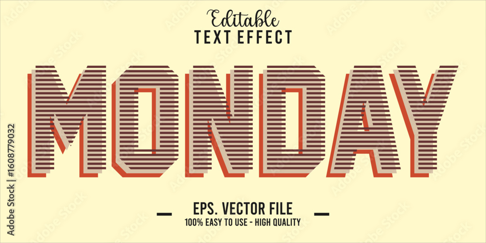 Poster monday text style effect, editable text effect