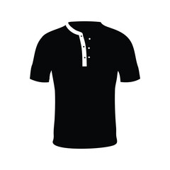 Black henley shirt vector image illustration isolated on white background