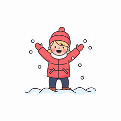 boy playing with snow